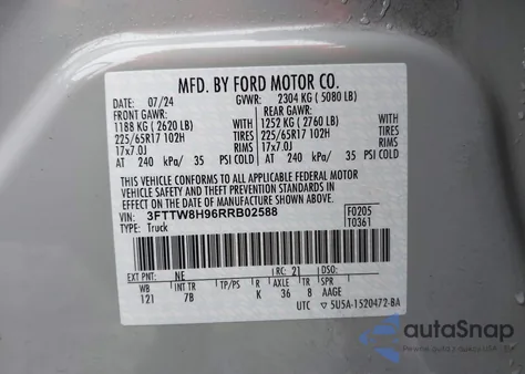 2024 Ford Maverick Xlt from USA, damaged, VIN 3FTTW8H96RRBO255